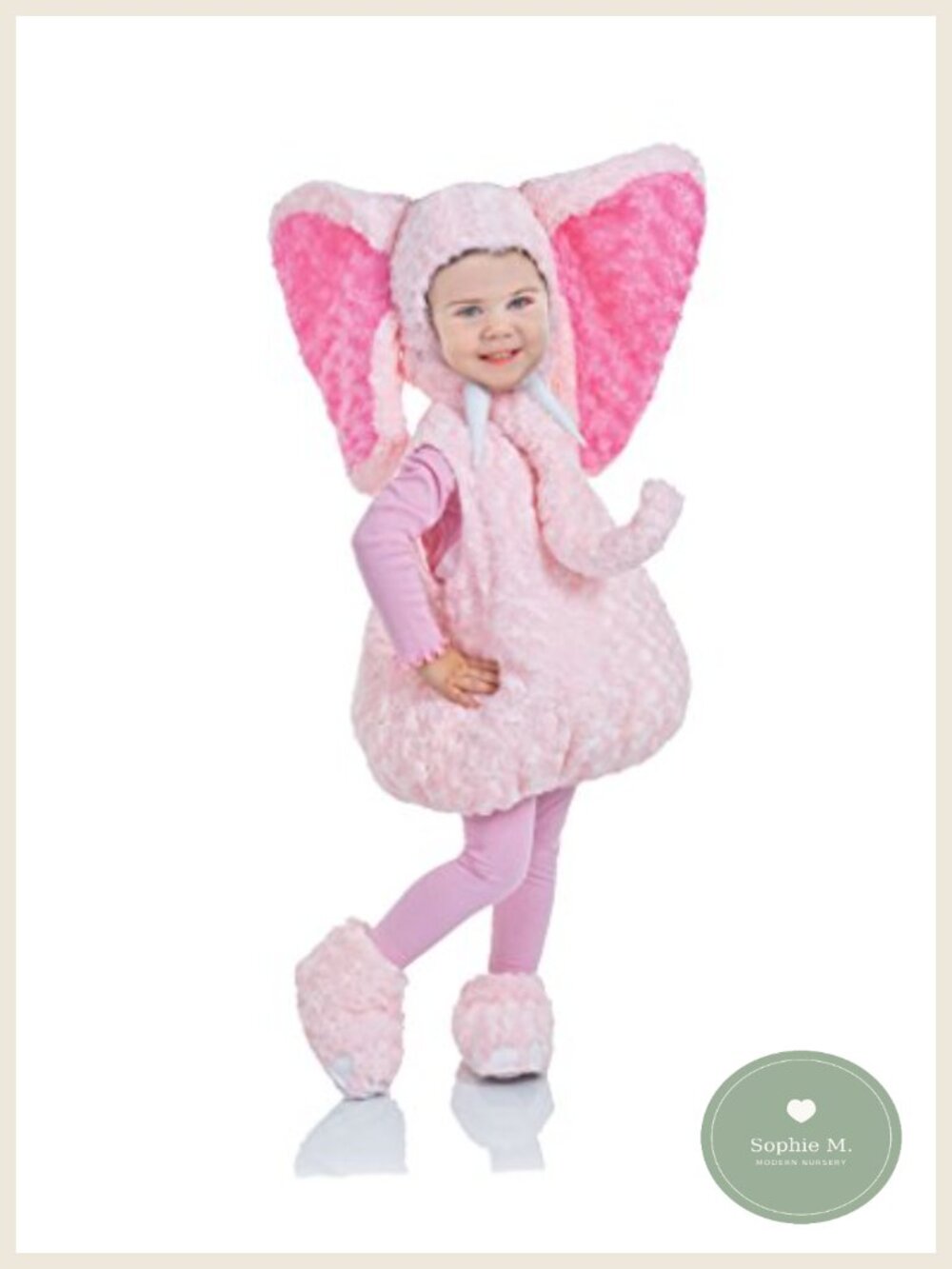 Toddler Pink Elephant Halloween Costume Plush Velcro Dress-Up